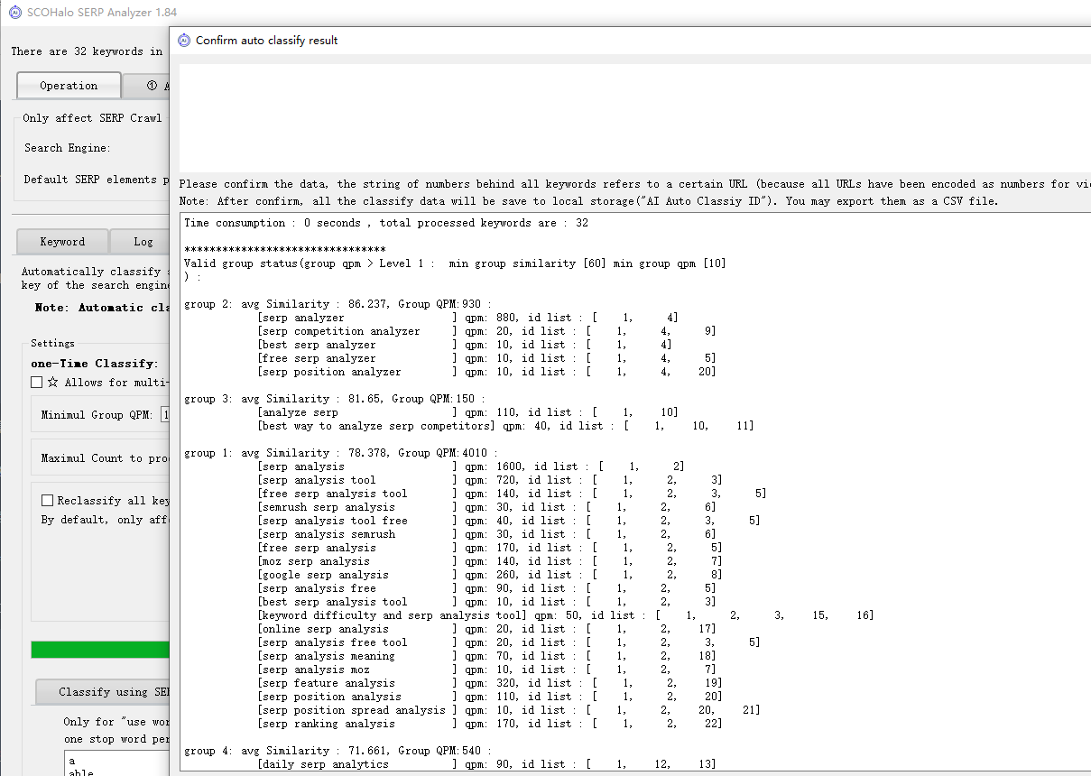 SCOHalo serp analyzer のクラスタリング結果を表示します。